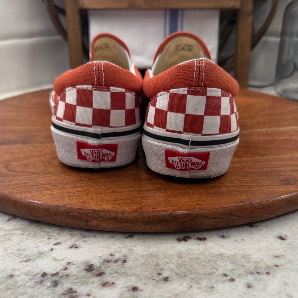 Vans Brown Checkerboard Slip-On Shoes - Picture 3 of 5